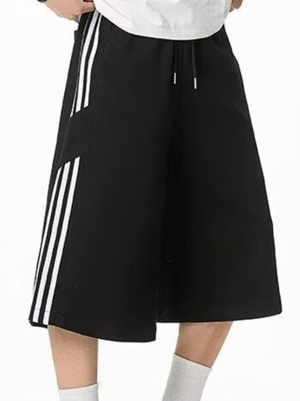 Men's Plus Size Striped Wide-Leg Cropped Pants
